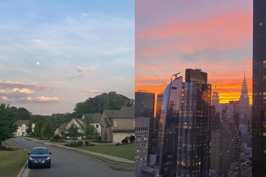 My old neighborhood in Milton, Georgia versus the view from my new homes rooftop in Manhattan.
