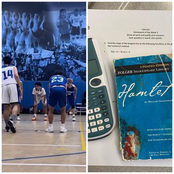 A boys varsity basketball game versus a load of math and English homework.