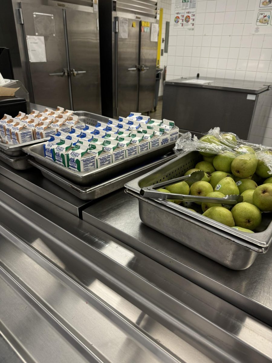 Photo of the school cafeteria counter.