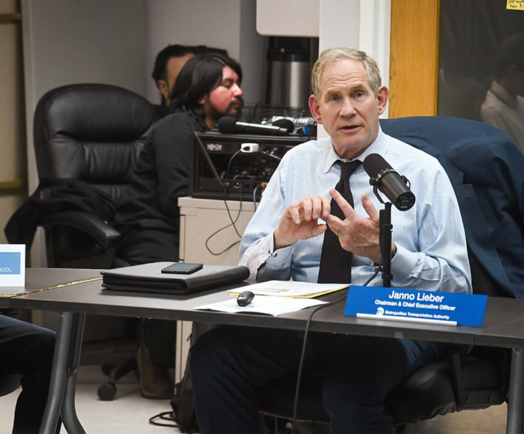 MTA CEO Janno Lieber talks with students at Student Media Roundtable at Brooklyn Tech High School.