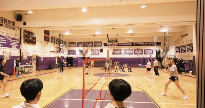 Badminton match between Hunter College High School and Baruch College Campus High School. 