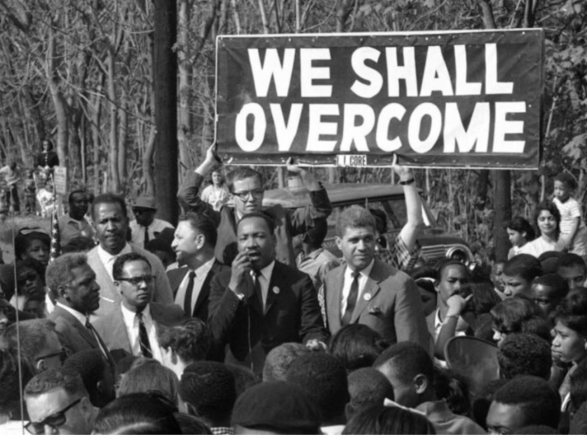 Martin Luther King Jr. at Civil Rights march in 1965.