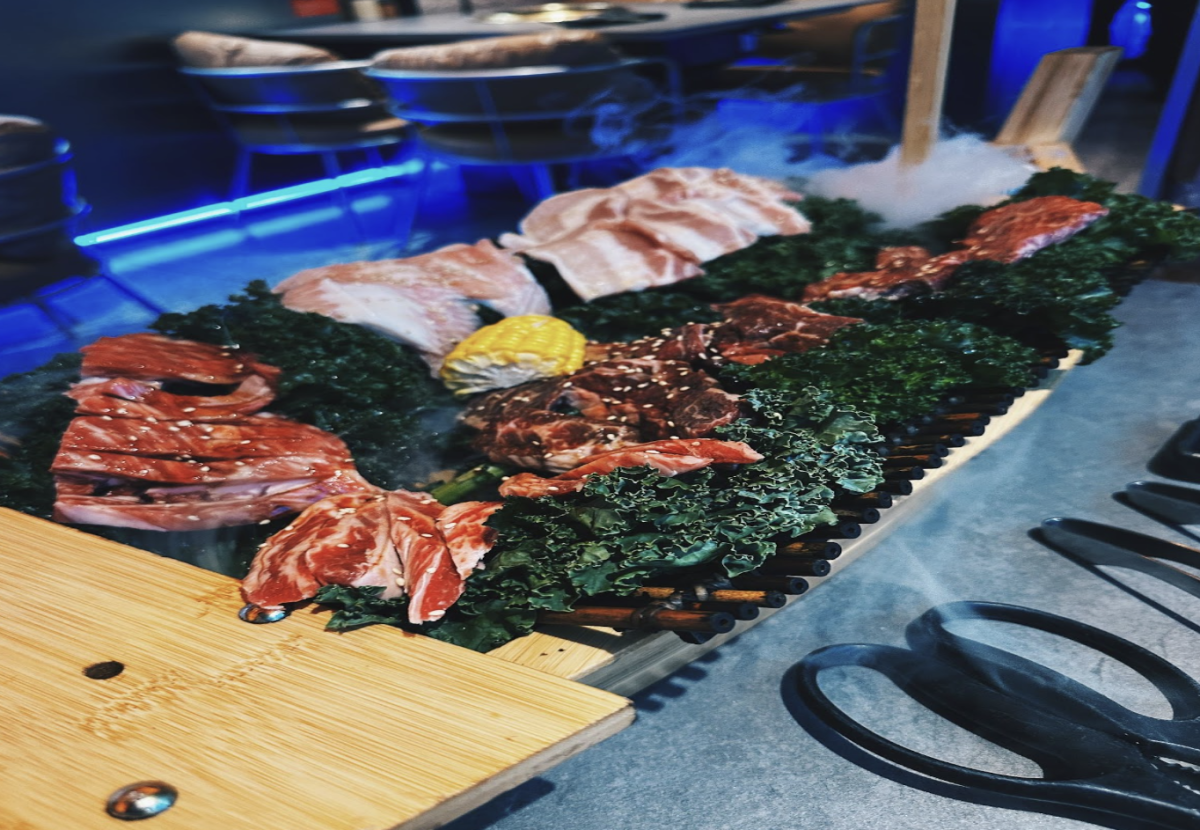 Steak, Pork, and Japanese Barbecue being prepared to cook.