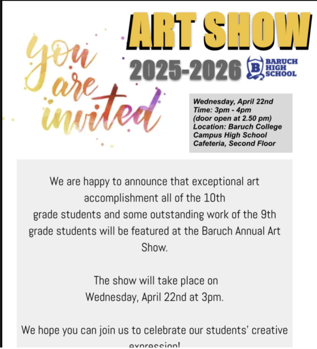 A flyer of the 2026 Art Show